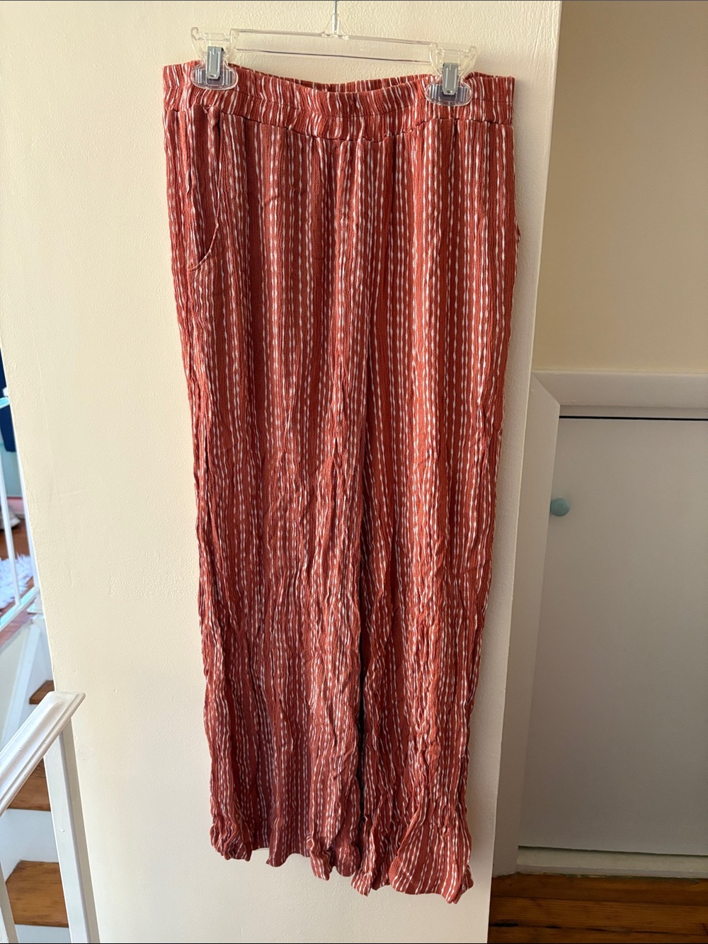 Carly Jean Los Angeles Rust Striped Wide-Leg Pants